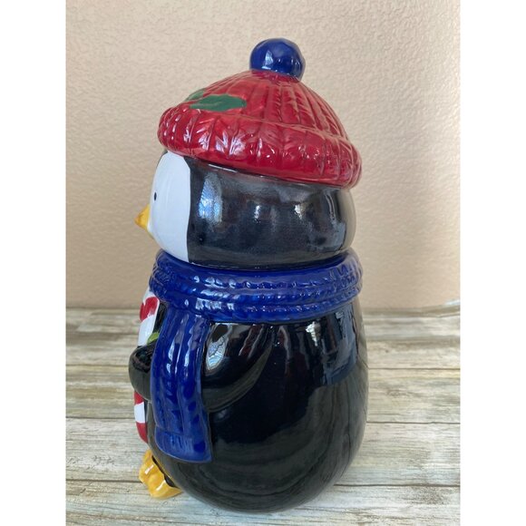Winter Wonder Lane Penguin Ceramic Cookie Jar Christmas - Picture 4 of 11